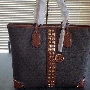 Michael Kors Eva  Croc Embossed Large Studded Tote